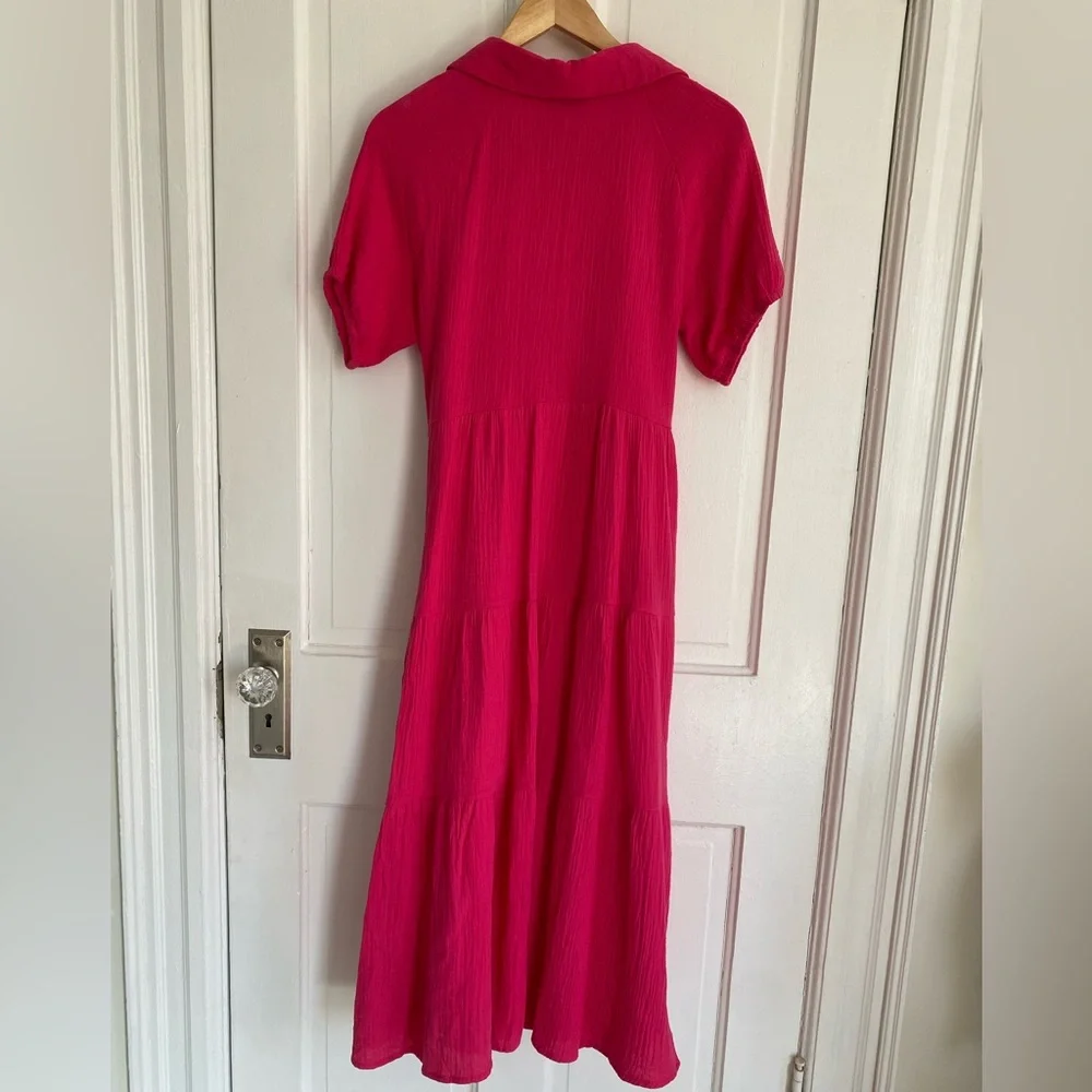 New Petal And Pup WABASH DRESS Hot Pink Button Shirt Maxi Dress Women’s Size 4 - Picture 3 of 4